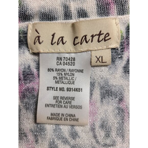 A la carte WOmens Cardigan Multicolor White Purple Green Size XL A440 - Picture 6 of 8